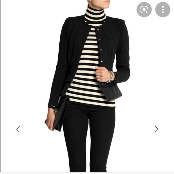 IRO Clyde Leather Trimmed Peplum Jacket 42 6 - Picture 3 of 7